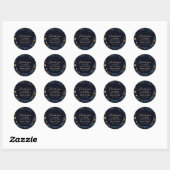 Sticker Rond Celestial Navy Gold Wedding Thank You (Feuille)