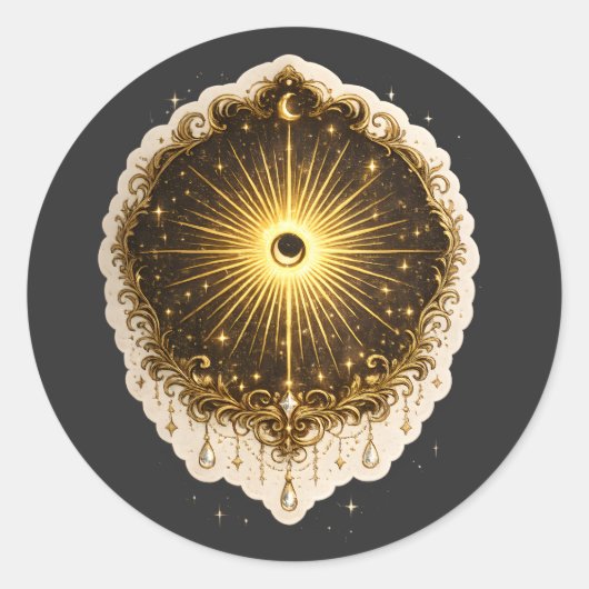 Sticker Rond Celestial Sun Moon Symbol Sacred Cosmic Balance (Devant)