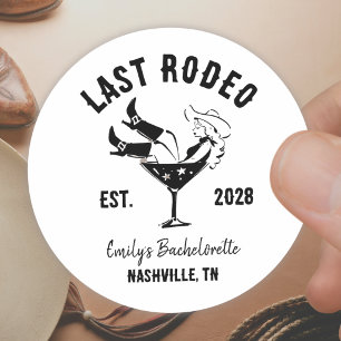 Sticker Rond Célibataire Cowgirl Western Noire