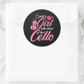 Sticker Rond Cellist Femmes Classique Instrument de musique Cel (Sac)