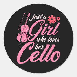 Sticker Rond Cellist Femmes Classique Instrument de musique Cel