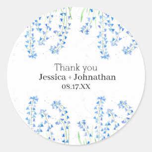 Sticker Rond Cellules bleues rustiques Fleurs d'aquarelle flora