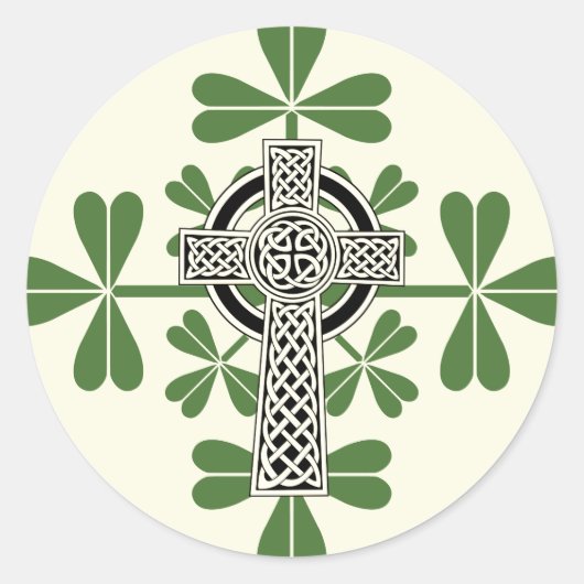 Sticker Rond Céltic Cross Shamrock St. Patricks Day (Devant)
