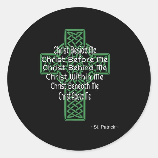 Sticker Rond Celtic Cross Shirt St Patrick's Prayer Christian  (Devant)
