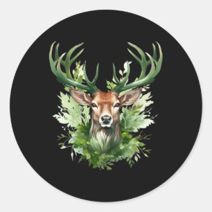 Sticker Rond Celtic Knot Deer Irish Elk Green St. Patrick's Day