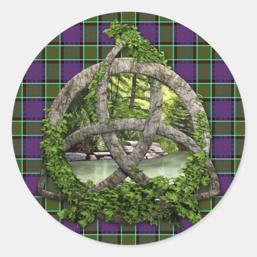 Sticker Rond Celtic Trinity Knot Et Clan MacDonald De Ranald (Devant)