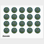 Sticker Rond Celtic Trinity Knot Et Clan Miller Tartan (Feuille)