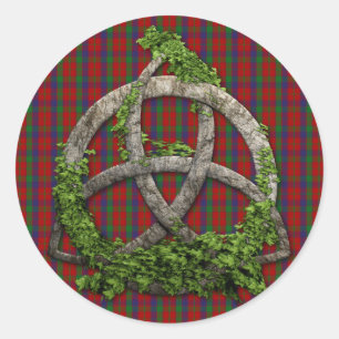 Sticker Rond Celtic Trinity Knot Et Clan Robertson Tartan