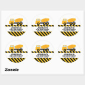 Sticker Rond Cement Truck Construction Anniversaire Fête Favori (Feuille)