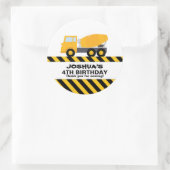 Sticker Rond Cement Truck Construction Anniversaire Fête Favori (Sac)