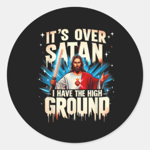 Sticker Rond C'en est fini de Satan, j'ai le terrain élevé, Joy