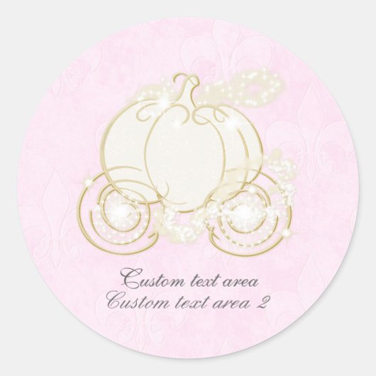 Sticker Rond Cendrella Rose & Or Carrosse de Princesse Favori (Devant)