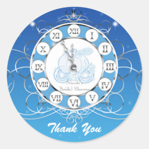 Sticker Rond Cendrillon Bleu Minuit Argent Faveur de Fête