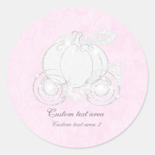 Sticker Rond Cendrillon Rose & Argent Princesse Carriage Favori (Devant)