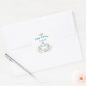 Sticker Rond Cendrillon turquoise et or Princesse Carriage (Enveloppe)