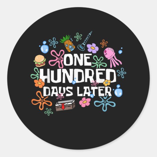 Sticker Rond Cent Jours Plus Tard 100E Jour D'École (Devant)