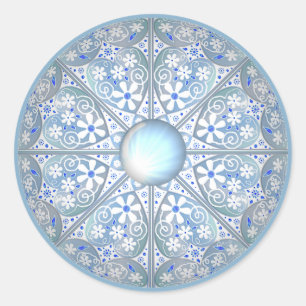Sticker Rond Céramique Lace Bleu clair
