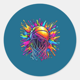 Sticker Rond Cerceau de Basketball Coloré
