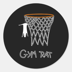 Sticker Rond Cerceau de basketball de rat de gym drôle