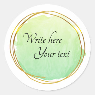 Sticker Rond Cercle aquarelle vert citron or élégant Classi