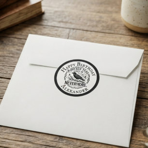 Sticker Rond Cercle botanique gothique au corbeau