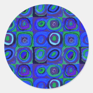 Sticker Rond Cercle Carré Kandinsky Farbstudie Blue Quadrate