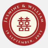 Sticker Rond Cercle classique Double Bonheur Mariage chinois Cl (Devant)