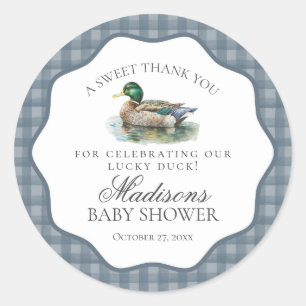 Sticker Rond Cercle de Baby Shower à carreaux pour la chasse au