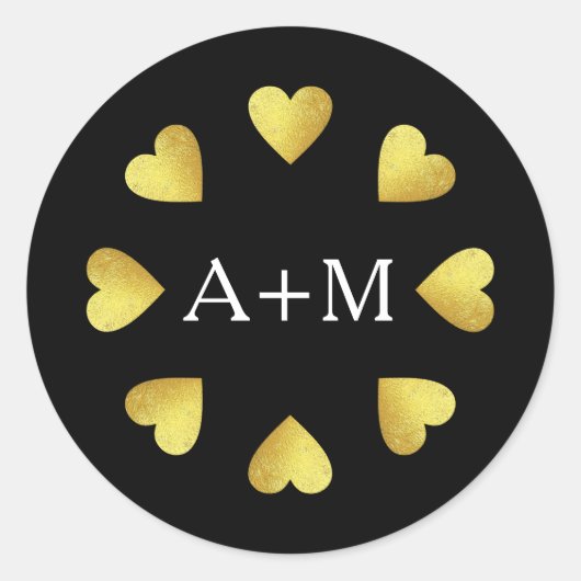 Sticker Rond cercle de coeurs avec initiales, mariage d'amour  (Devant)