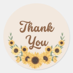 Sticker Rond Cercle de couronne de tournesol Merci