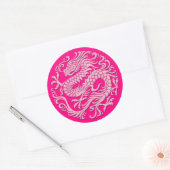 Sticker Rond Cercle de dragon chinois rose traditionnel (Enveloppe)
