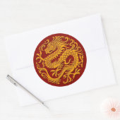 Sticker Rond Cercle de dragon chinois traditionnel jaune et rou (Enveloppe)