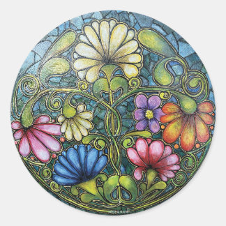Sticker Rond Cercle de la famille florale