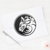 Sticker Rond Cercle de loup blanc et noir (Enveloppe)