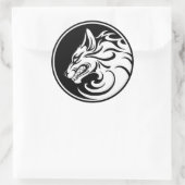 Sticker Rond Cercle de loup blanc et noir (Sac)