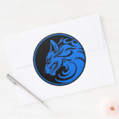 Sticker Rond Cercle de loup bleu et noir (Enveloppe)