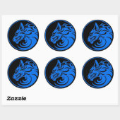 Sticker Rond Cercle de loup bleu et noir (Feuille)
