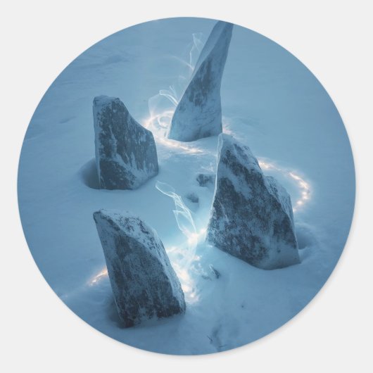 Sticker Rond Cercle de lumière dans la neige (Devant)