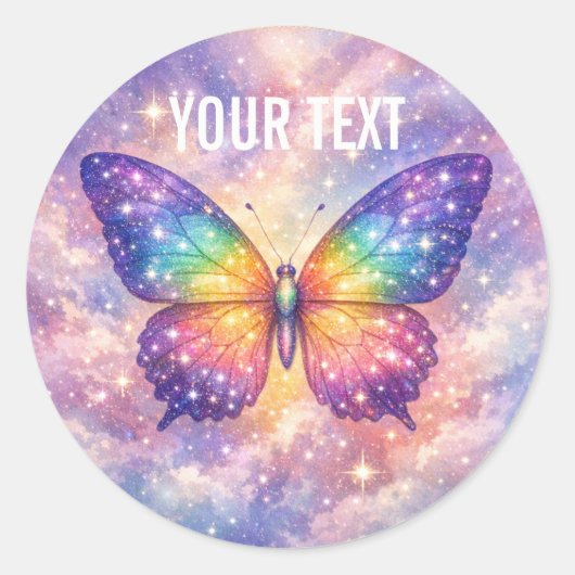 Sticker Rond Cercle de papillon arc-en-ciel céleste (Devant)