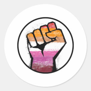 Sticker Rond Cercle de poing de la fierté lesbienne