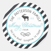 Sticker Rond Cercle de rennes de Noël Adresse de retour (Devant)