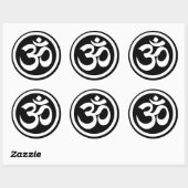 Sticker Rond Cercle de yoga blanc et noir (Feuille)