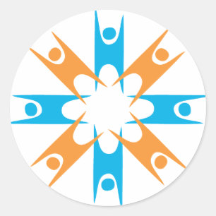 Sticker Rond Cercle d'humanistes heureux