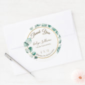Sticker Rond Cercle d'or d'Eucalyptus Merci (Enveloppe)