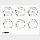 Sticker Rond Cercle d'or d'Eucalyptus Merci (Feuille)