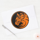 Sticker Rond Cercle d'orange et de loup noir (Enveloppe)