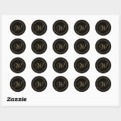 Sticker Rond Cercle doré moderne sur logo monogramme noir (Feuille)