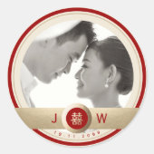 Sticker Rond Cercle Double Bonheur Chic Mariage chinois Photo (Devant)