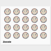 Sticker Rond Cercle Floral de la Marine Reconnaissant (Feuille)