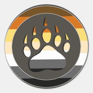 Sticker Rond Cercle Gay Bears Fierté Drapeau Ours Paw
